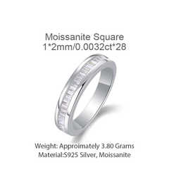 Authentic Moissanite Baguette Band Ring in 925 Sterling Silver | Certified Moissanite Wedding Ring