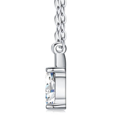 Authentic Emerald Cut Moissanite Pendant Necklace in 925 Sterling Silver