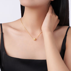 14K Gold Plated Moissanite Necklace 925 Sterling Silver – Round Pendant