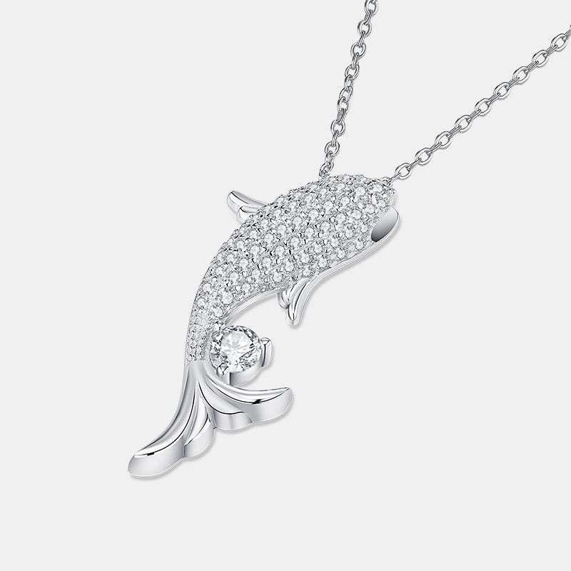 Moissanite Fish Pendant Necklace – S925 Sterling Silver