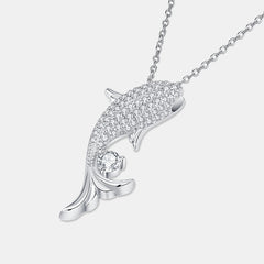 Moissanite Fish Pendant Necklace – S925 Sterling Silver