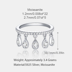 Floating Moissanite Teardrop Charm Ring in 925 Sterling Silver