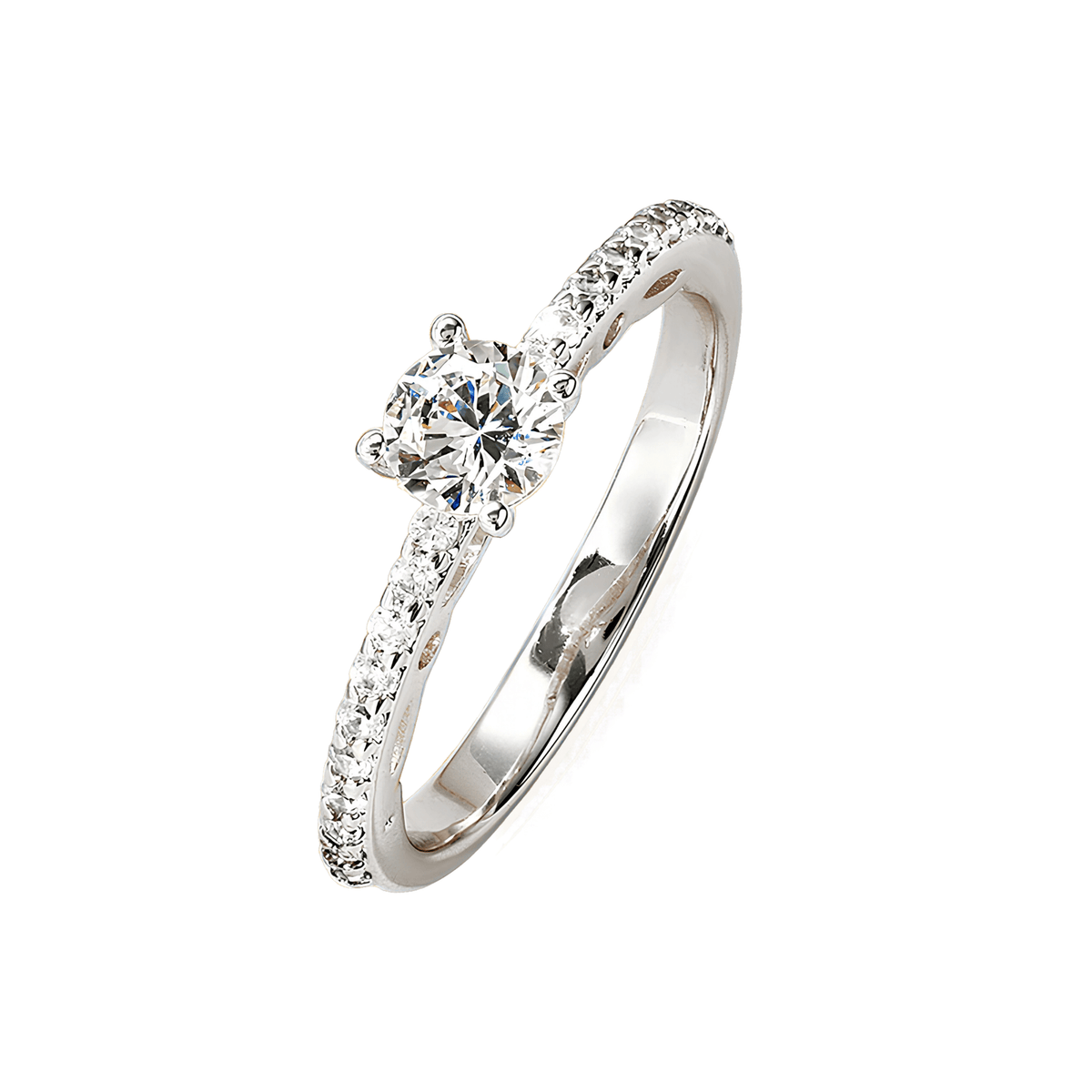 Moissanite Solitaire Ring with Side Stones, 14K Gold Filled