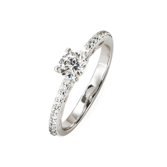 Moissanite Solitaire Ring with Side Stones, 14K Gold Filled