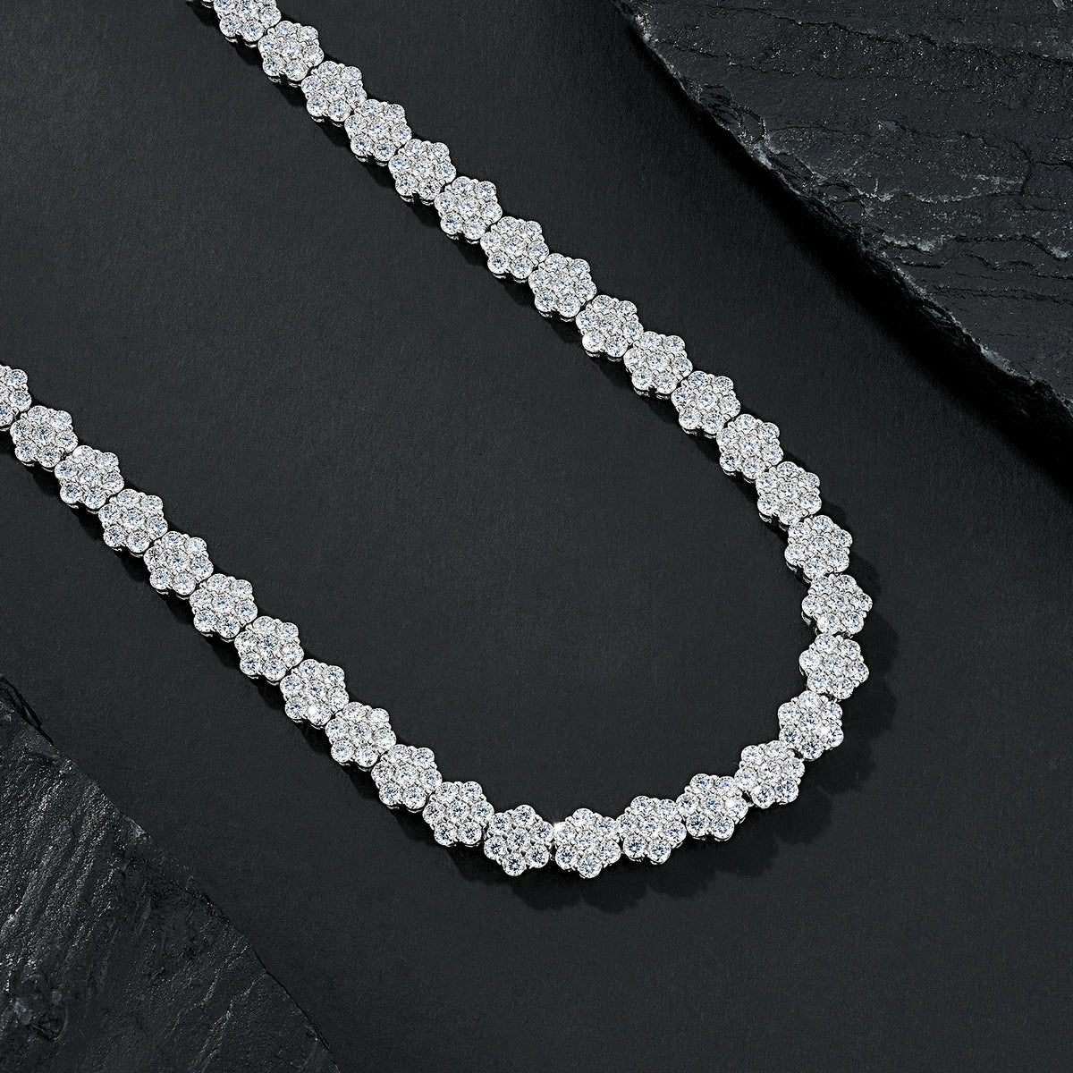 Diamond necklace on a black stone surface