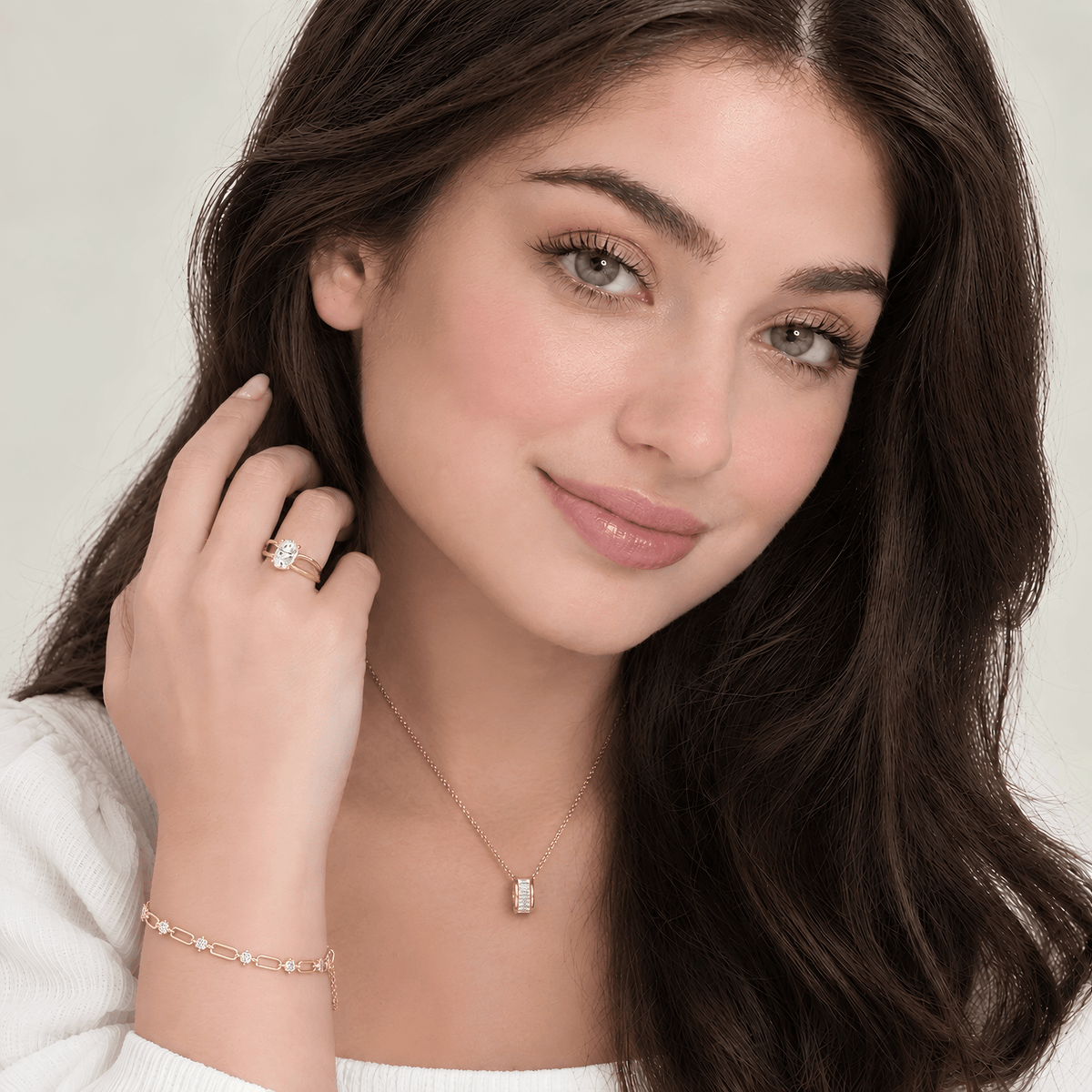 Moissanite Necklace, Ring & Bracelet Set | Shop The Look | Free Shipping