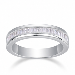 Authentic Moissanite Baguette Band Ring in 925 Sterling Silver | Certified Moissanite Wedding Ring
