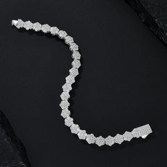 Silver bracelet with diamonds on a black background