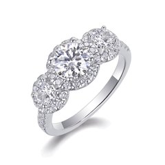 1 Carat Oval-Inspired Three Stone Ring- Moissanite Engagement Ring