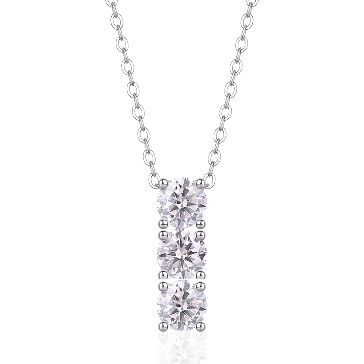 1.5ctw Triple Stone Moissanite Vertical Drop Necklace in S925 Sterling Silver
