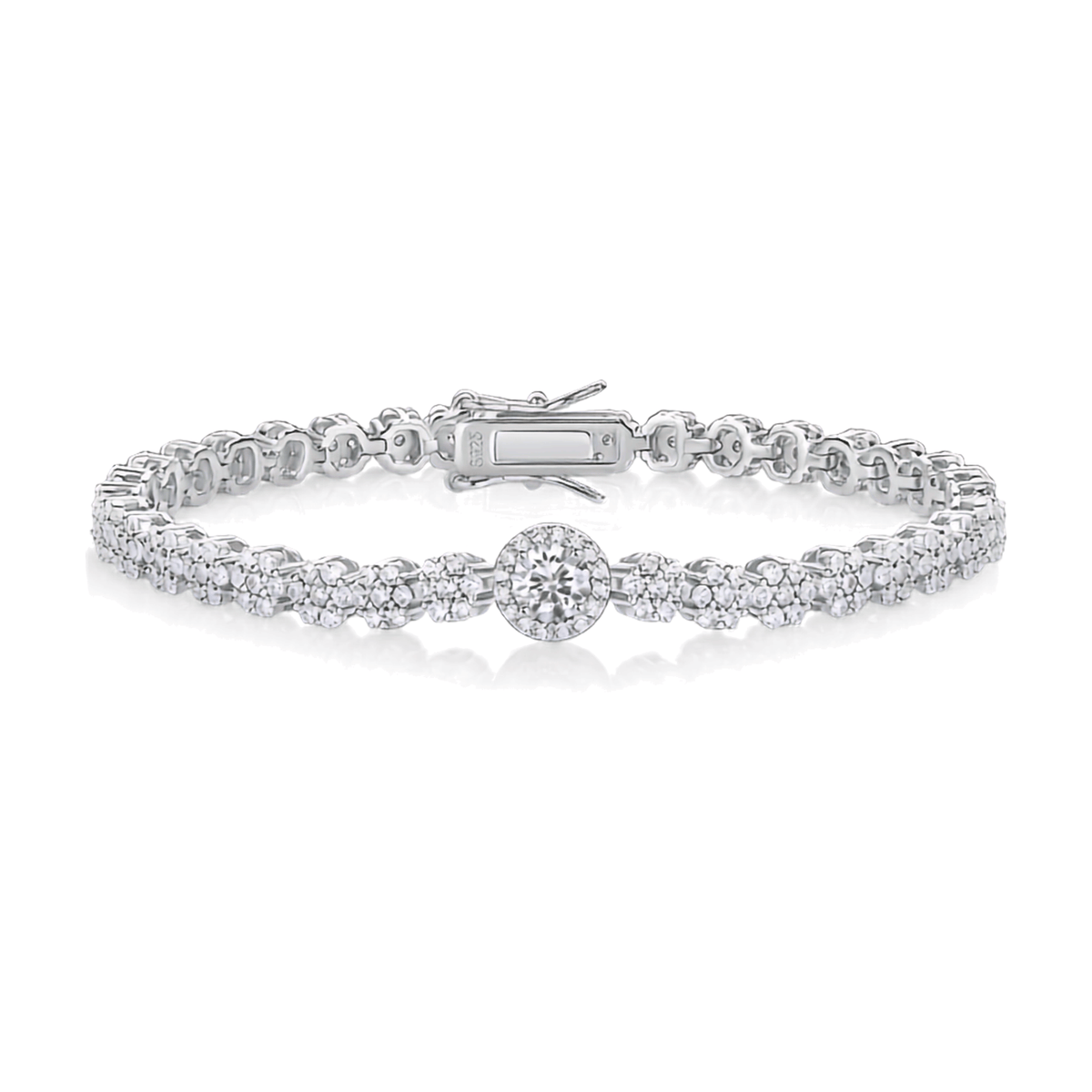 Moissanite Halo Cluster Bracelet – S925 Sterling Silver