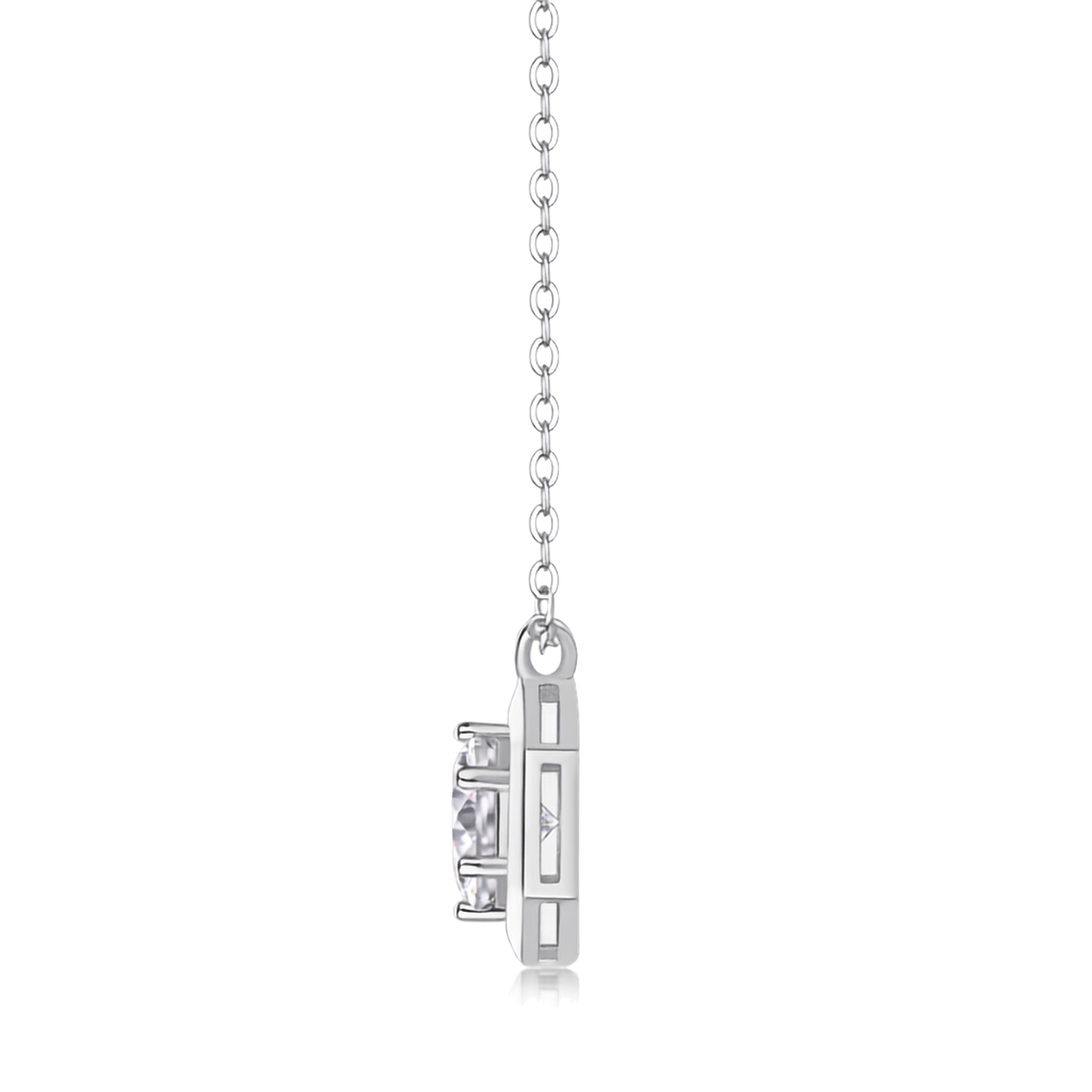 Moissanite Hexagon Solitaire Necklace – S925 Sterling Silver
