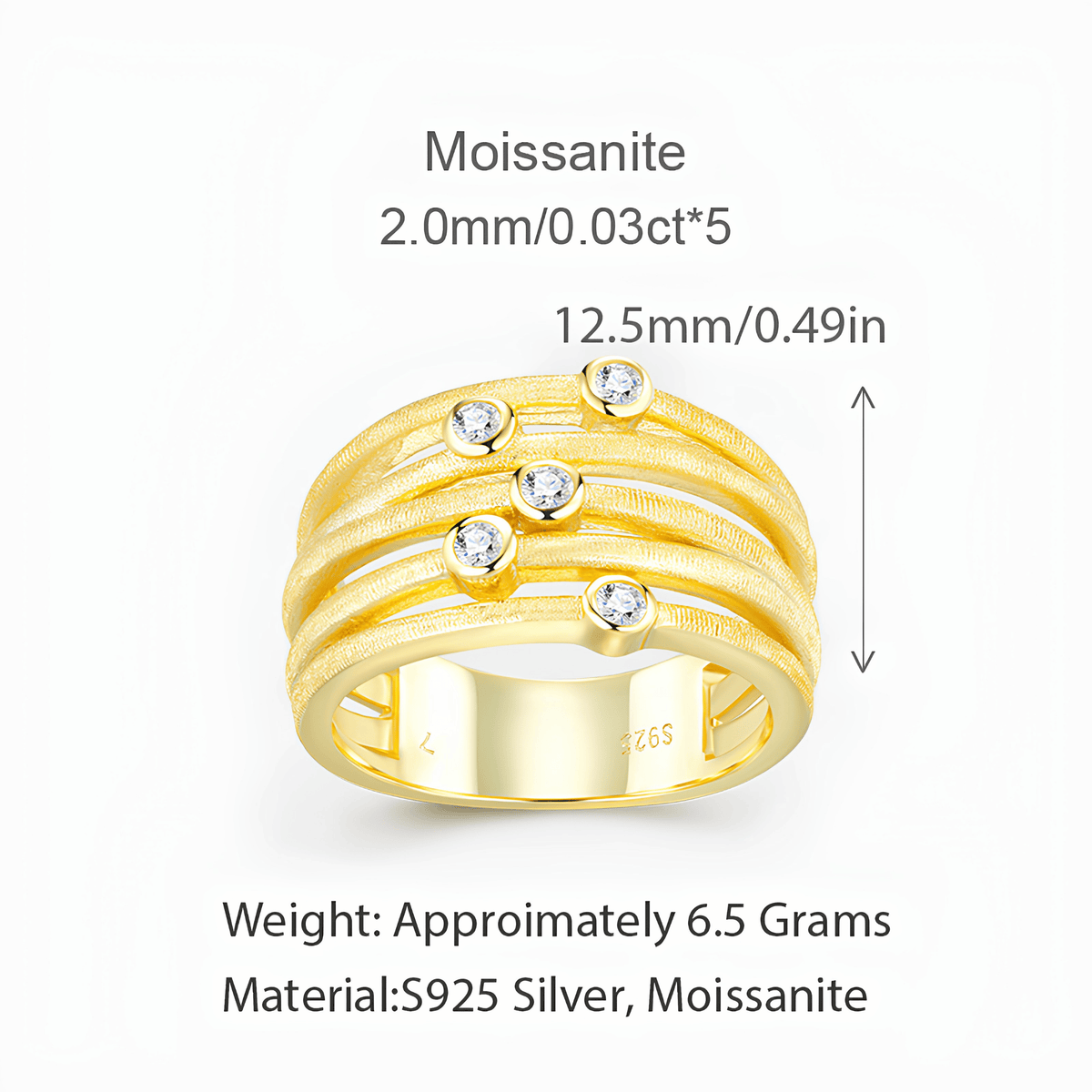 0.15ct Moissanite Ring – 18K Gold Plated 925 Sterling Silver