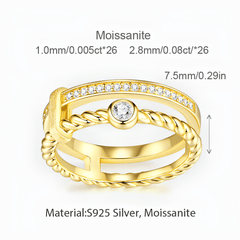 2.21ct Moissanite Ring in 925 Sterling Silver – Double Band Design