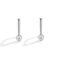 S925 Sterling Silver Bezel-Set Round Moissanite Drop Earrings — Modern Hook Dangle