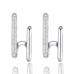 925 Sterling Silver Moissanite Geometric Ear Jacket Stud Earrings