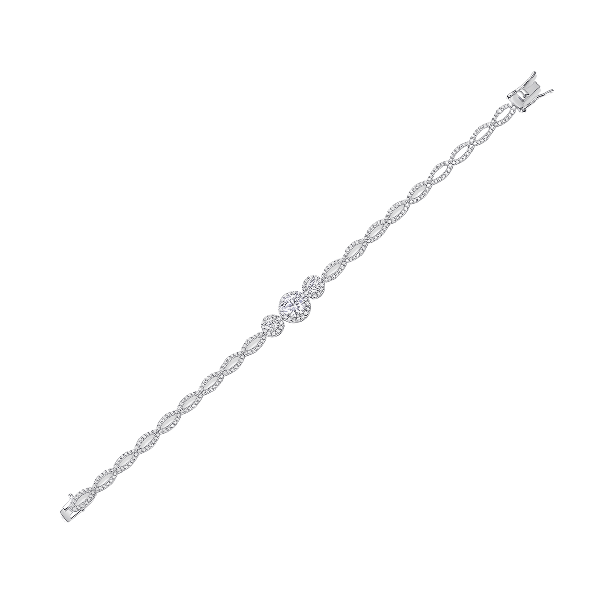 Moissanite Halo Link Bracelet – S925 Sterling Silver