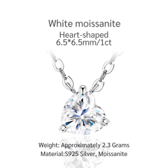 1ct Heart-Shaped Moissanite Solitaire Necklace in S925 Sterling Silver