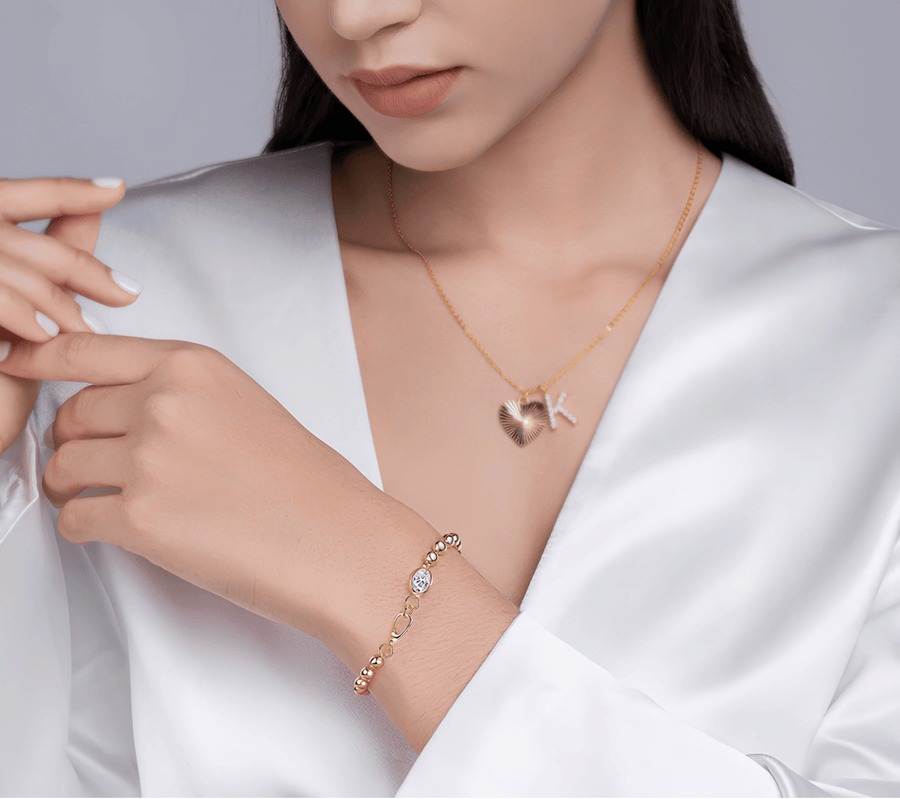Moissanite Ball Chain Bracelet – 14K Gold Plated Sterling Silver