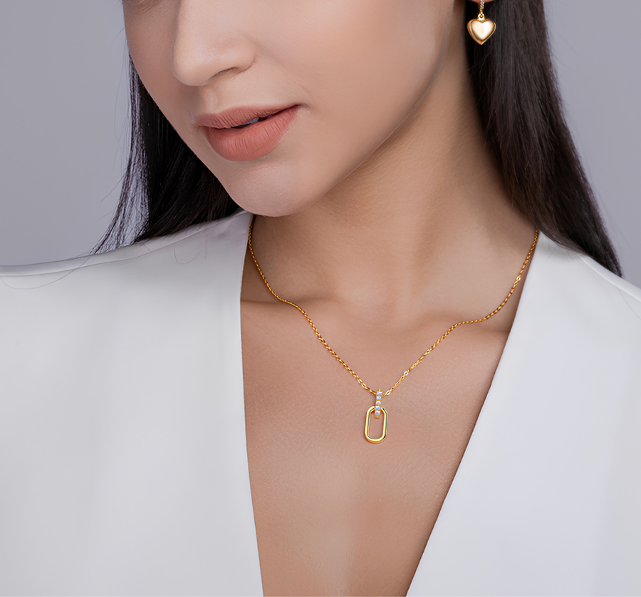 Moissanite Paperclip Link Necklace – 14K Gold Plated Sterling Silver
