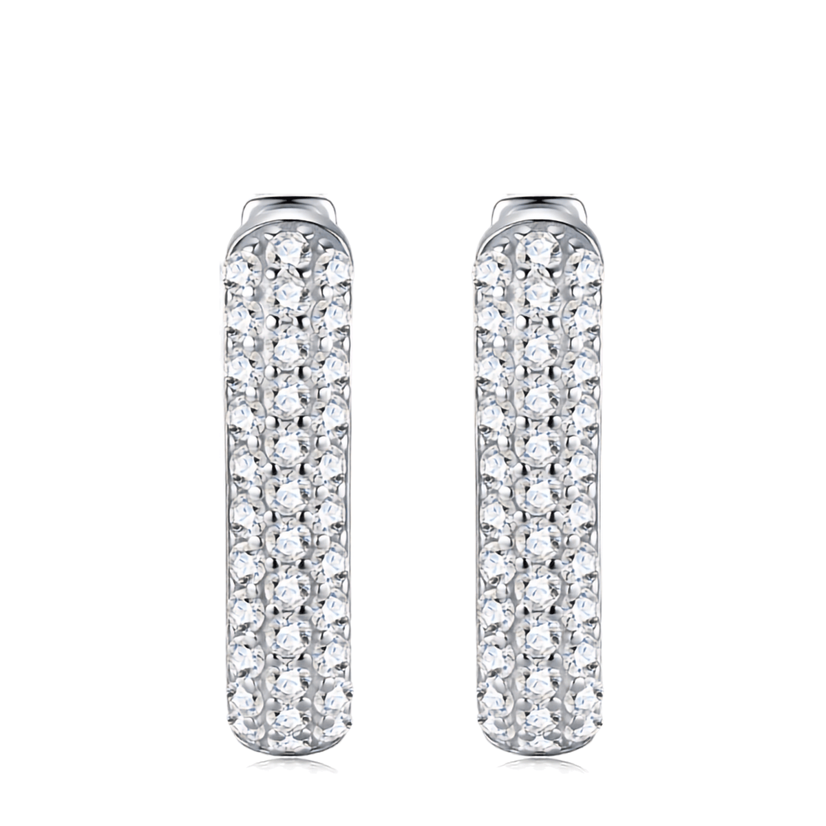 S925 Sterling Silver Pavé Moissanite Huggie Hoop Earrings — Micro Round Cut Sparkle