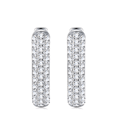 S925 Sterling Silver Pavé Moissanite Huggie Hoop Earrings — Micro Round Cut Sparkle