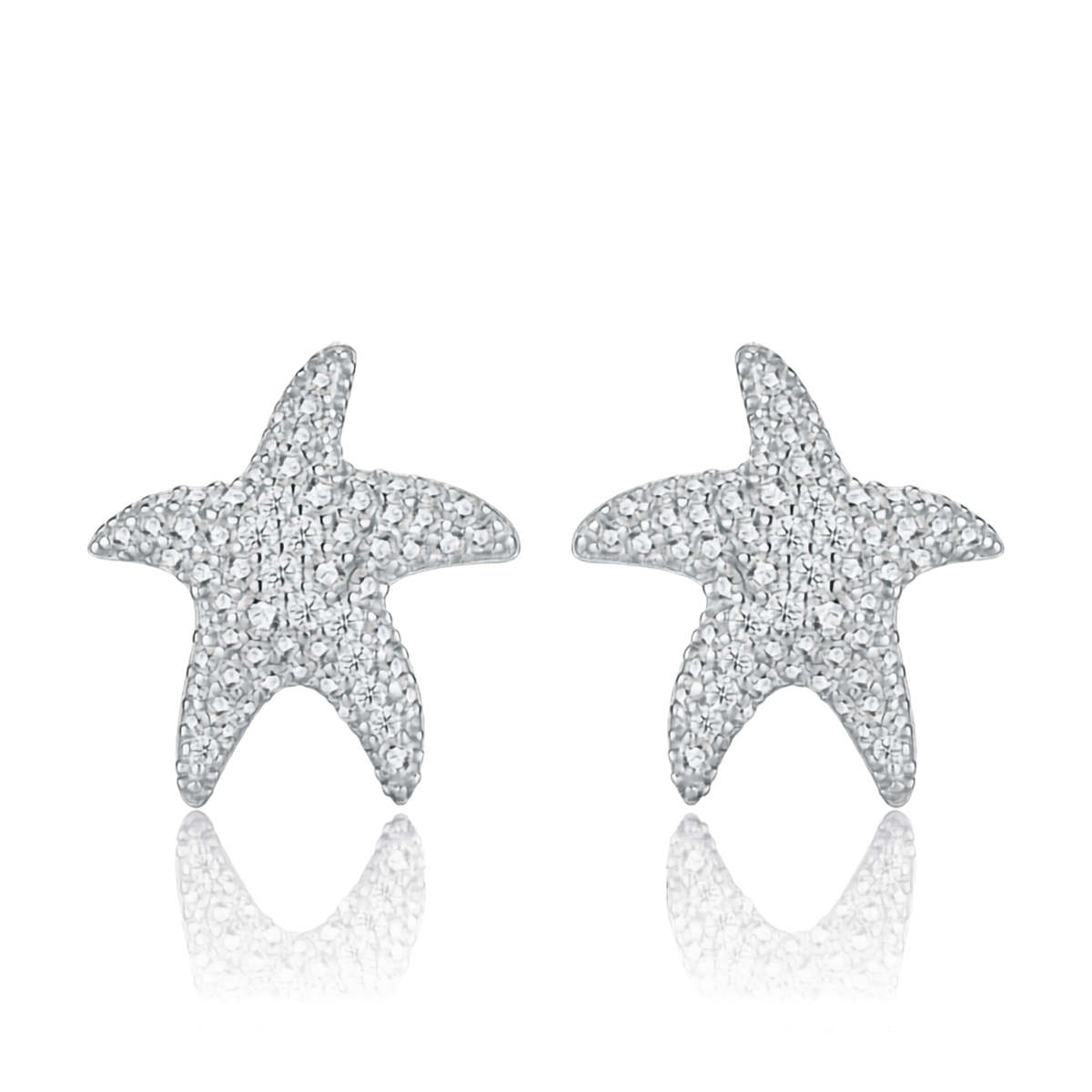 S925 Sterling Silver Pavé Moissanite Starfish Stud Earrings — Coastal Sparkle Studs