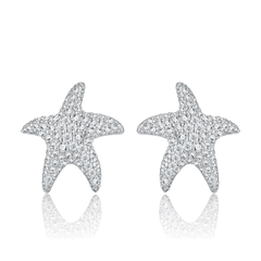 S925 Sterling Silver Pavé Moissanite Starfish Stud Earrings — Coastal Sparkle Studs