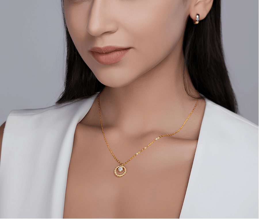 Moissanite Beaded Circle Necklace – S925 Sterling Silver