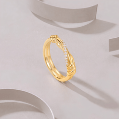 Moissanite Twisted Band Ring – Gold Tone Sterling Silver