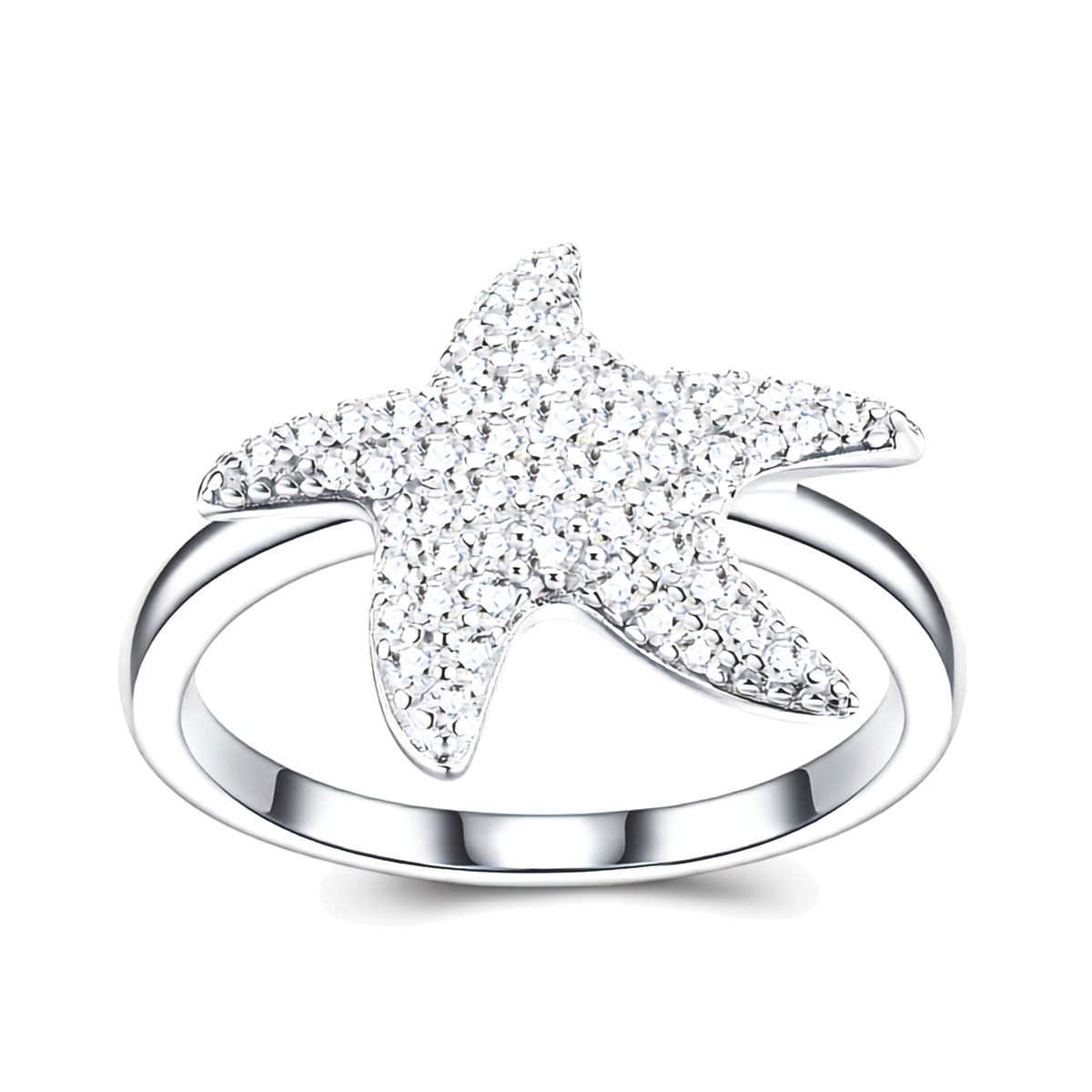 Moissanite Star Ring in 925 Sterling Silver