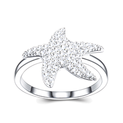 Moissanite Star Ring in 925 Sterling Silver