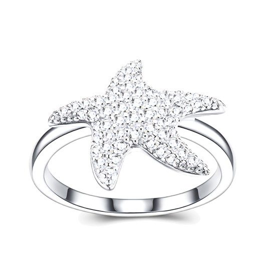 Moissanite Star Ring in 925 Sterling Silver