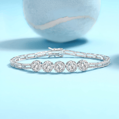 Moissanite Halo Link Bracelet – S925 Sterling Silver