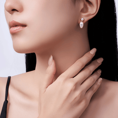 14K Gold Plated 925 Sterling Silver Marquise Moissanite Drop Stud Earrings – 1ct Each
