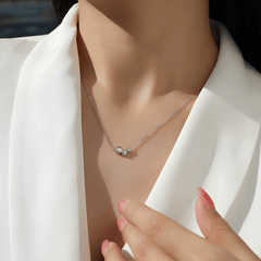 Sterling Silver Three-Stone Bezel Moissanite Necklace