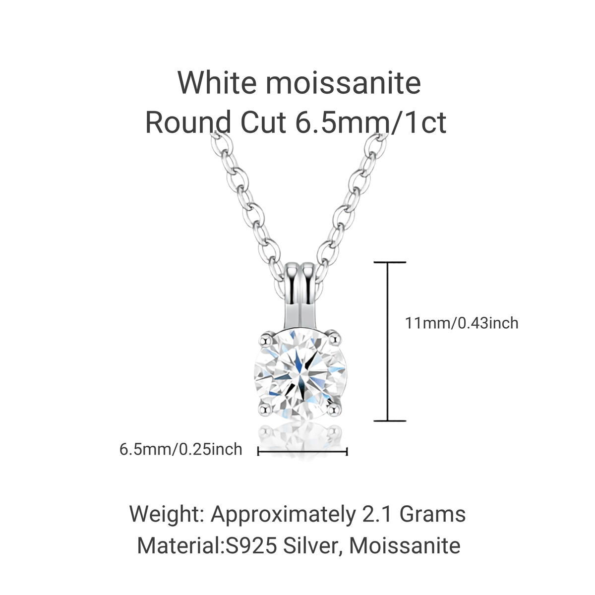 Sterling Silver Floating Heart Moissanite Pendant Necklace