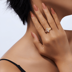 0.89ct Moissanite Ring in 925 Sterling Silver – Double Band