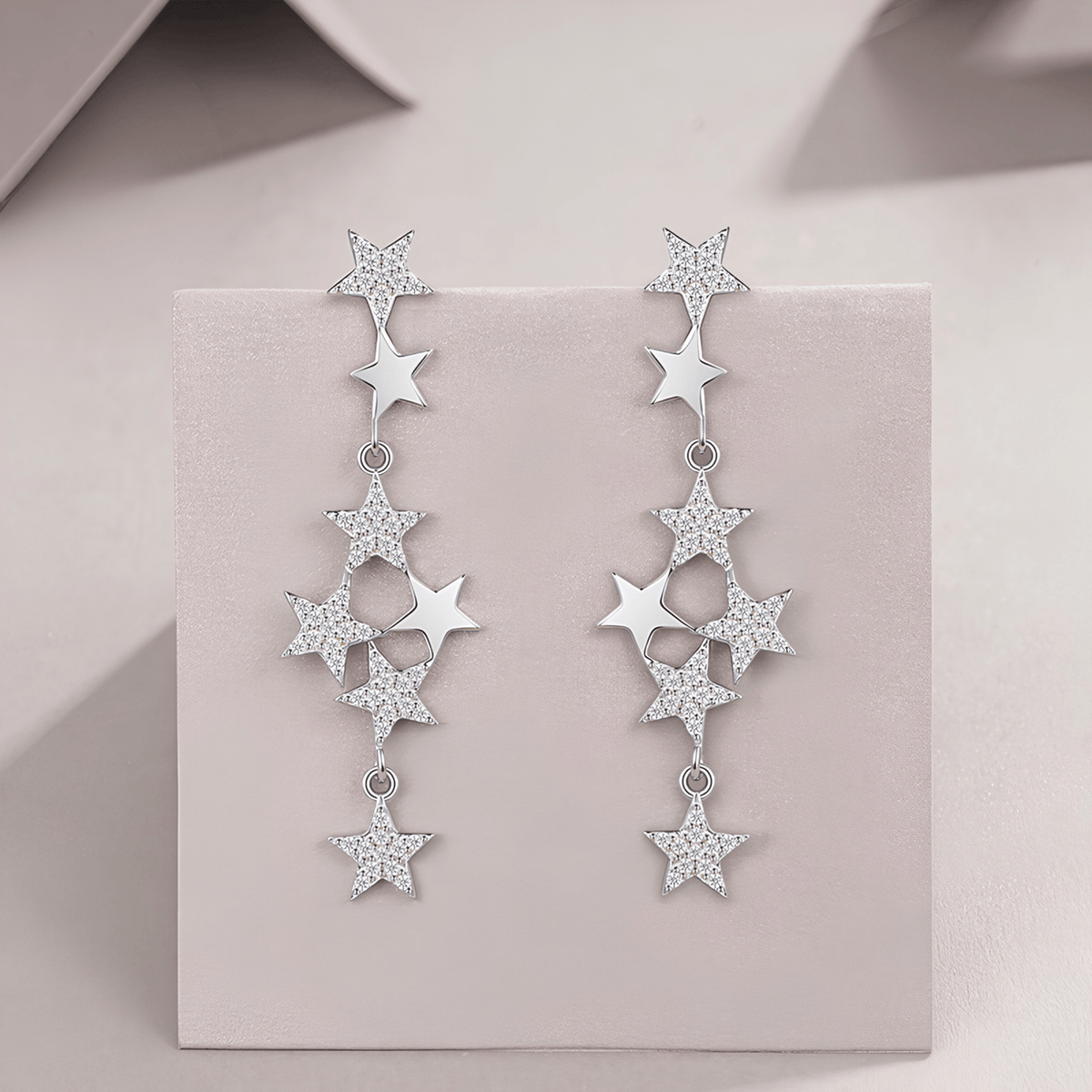 925 Sterling Silver Moissanite Celestial Star Drop Stud Earrings