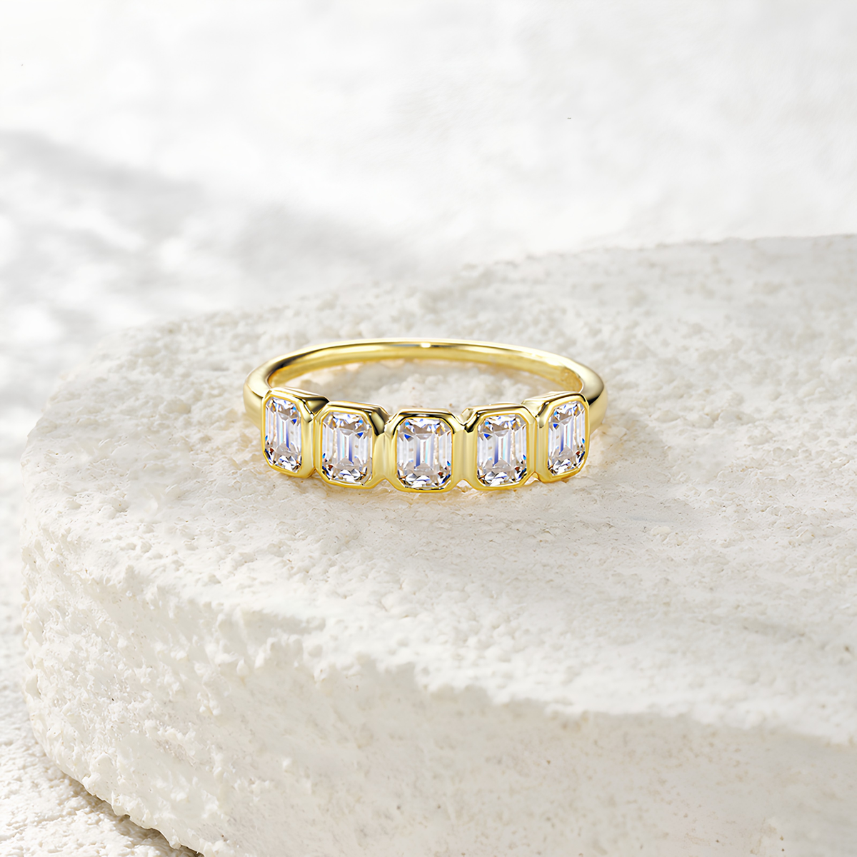 Moissanite Ring – 18K Gold Plated 925 Sterling Silver