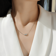 Sterling Silver Three-Stone Bezel Moissanite Necklace