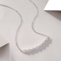 Moissanite Beaded Necklace 925 Sterling Silver – 7-Stone Station Design