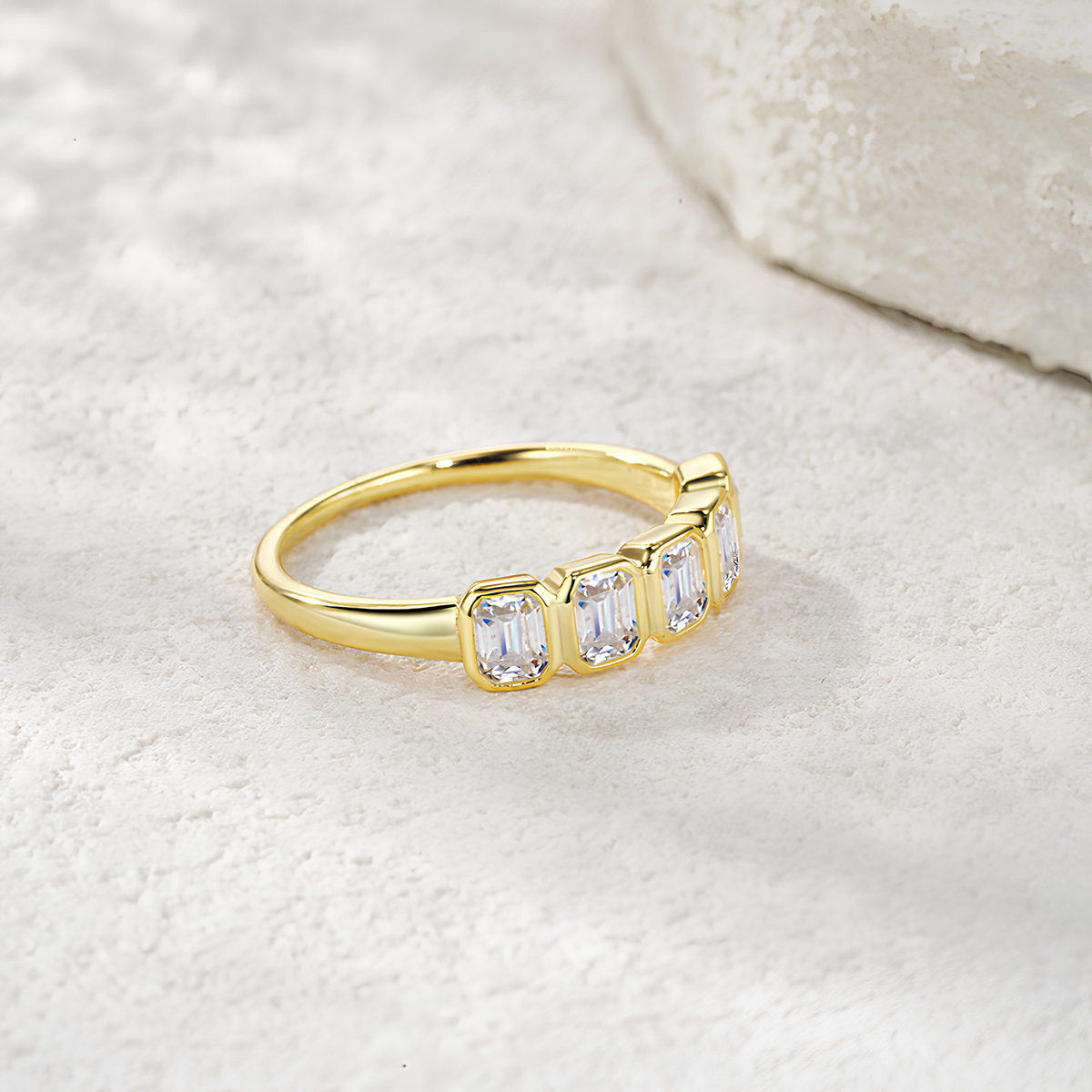Moissanite Ring – 18K Gold Plated 925 Sterling Silver