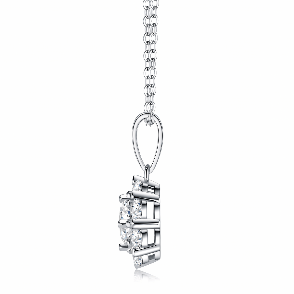 Sterling Silver Moissanite Cluster Pendant Necklace
