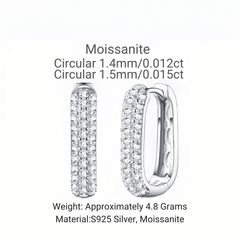 S925 Sterling Silver Pavé Moissanite Huggie Hoop Earrings — Micro Round Cut Sparkle