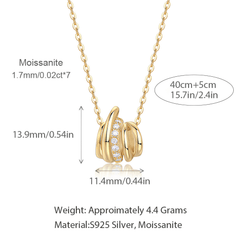 14K Gold Plated 925 Sterling Silver Moissanite Knot Pendant Necklace