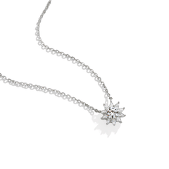 Authentic All-Moissanite Sunburst Floral Cluster Necklace in S925 Sterling Silver