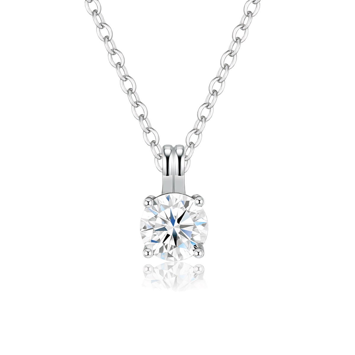 Sterling Silver Floating Heart Moissanite Pendant Necklace