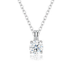 Sterling Silver Floating Heart Moissanite Pendant Necklace