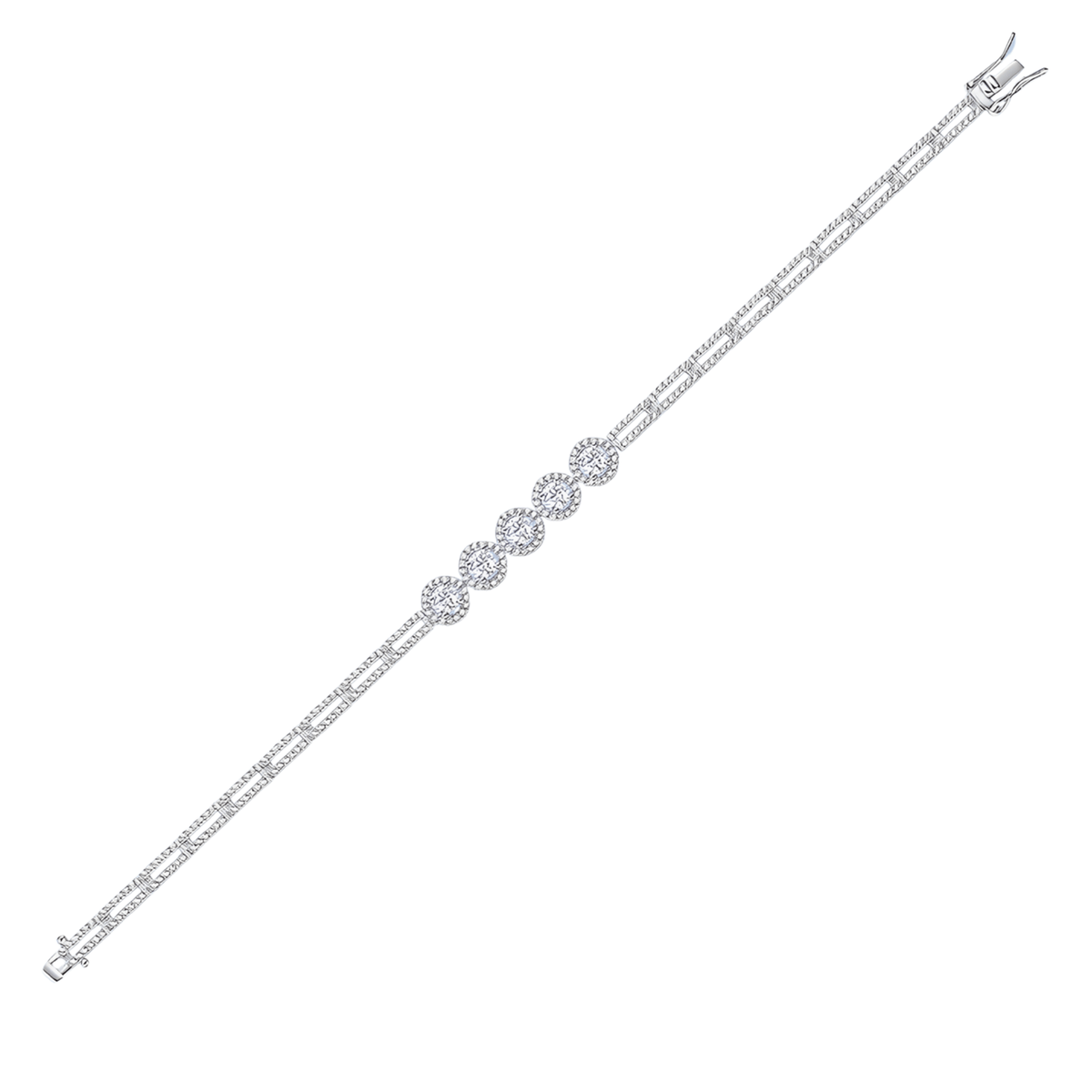 Moissanite Halo Link Bracelet – S925 Sterling Silver